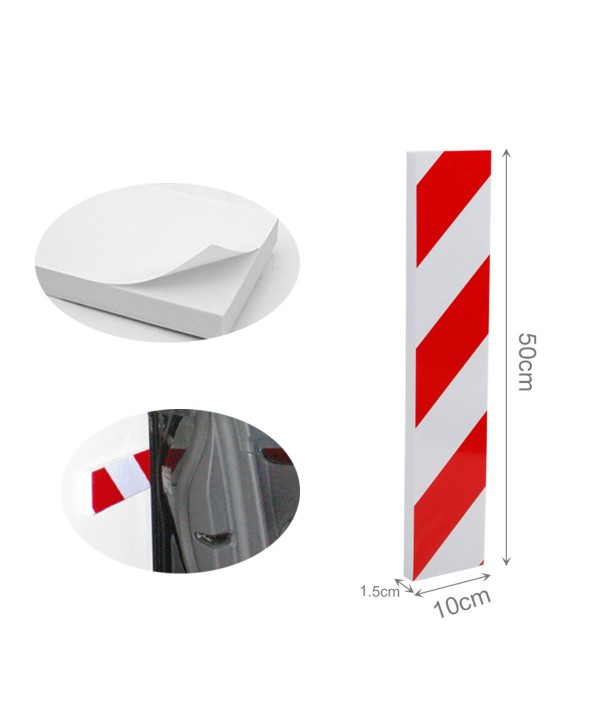 Pannello Adesivo Antiurto Strisce Bianco e Rosso Paraurti Paracolpi Paraspigoli Auto 50X10X1,5cm