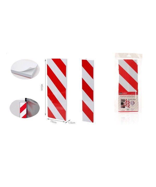 Pannello Adesivi Antiurto Strisce Bianco e Rosso Paraurti Paracolpi Paraspigoli Auto 40X15X1,5cm Angolare 90°