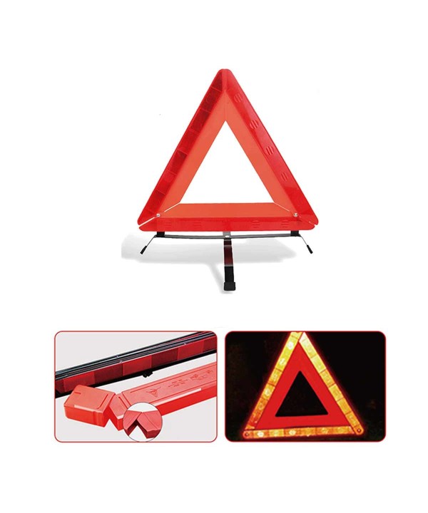 Triangolo Emergenza Auto Riflettente Pieghevole Per Emergenza Stradale Omologato E8 27R035023 43x3cm