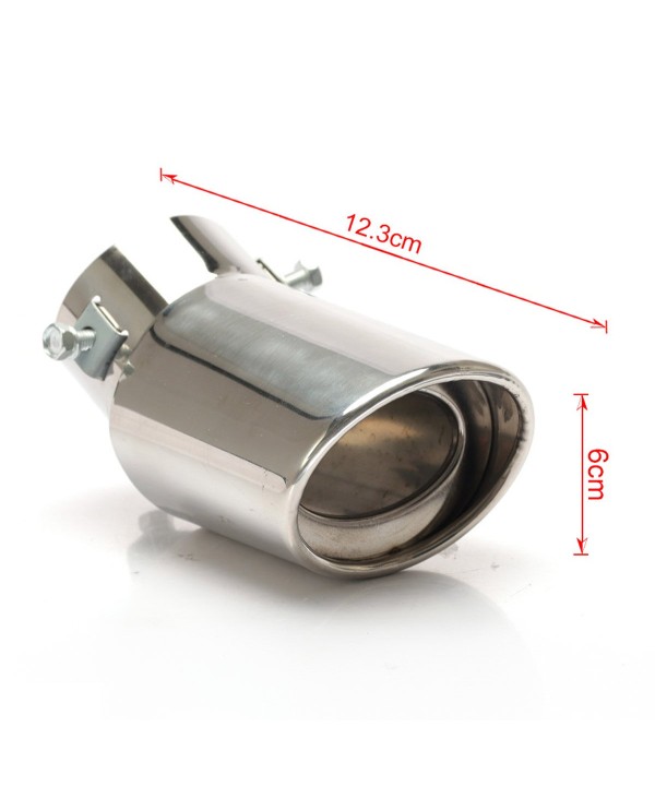 Tubo di Scarico per Auto Terminale Di Scarico Universale Cromato In Acciaio Inossidabile D6cm X L12,3cm