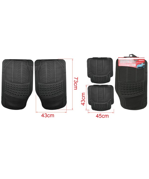 Kit Tappetini Auto In Gomma Universale Anteriori 73X43cm Posteriori 45X43cm