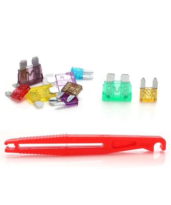 10 Fusibili Piatti Per Auto 5 Standard + 5 Mini + Pinza Fusibile
