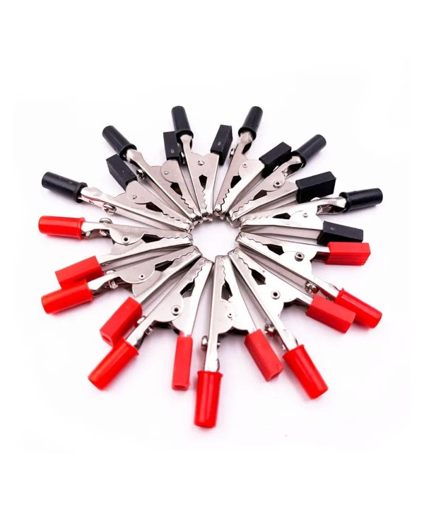 Set da 2 Pinze a Coccodrillo Rosso e Nero, Adatto per la Bassa Tensione e Supporto Massimo 10A