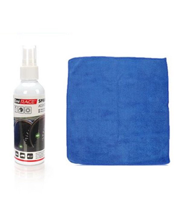 Spray Detergente Cruscotto Auto 100ml + Panno In Microfibra 29X29cm