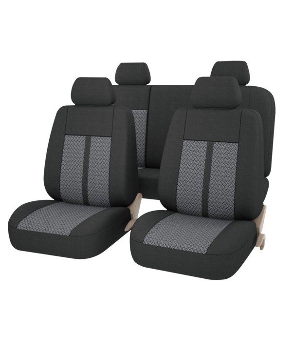 Set 11 pcs Coprisedili Auto Universali Classico Nero Grigio