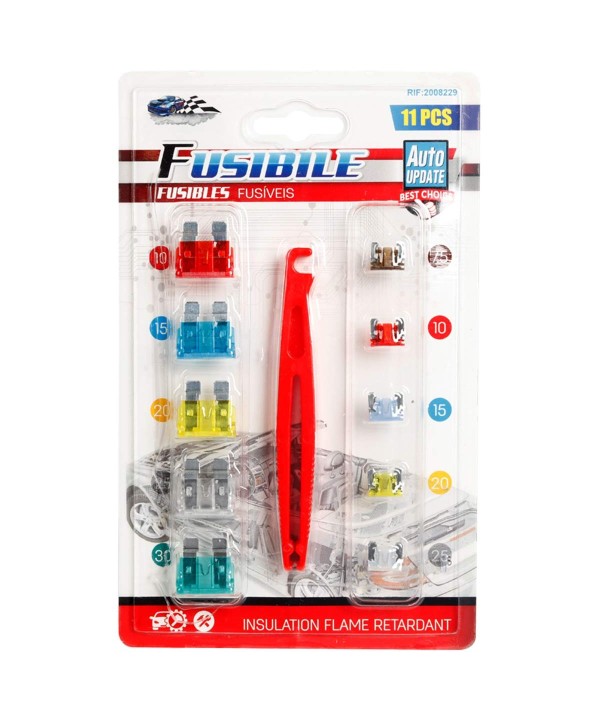 Kit 20 Pezzi Fusibili Standard e Corti per Auto Moto Camion 10A 7.5A 15A 20A 25A 30A