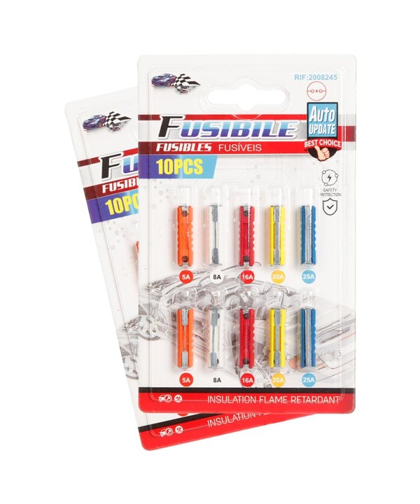 2 Kit di 10 Fusibili Siluro Ceramica Per Auto Camion Camper 5A 8A 16A 20A 25A D6mmX24mm