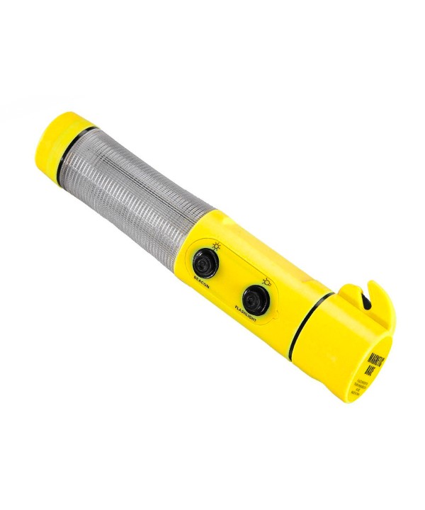 Martello di Emergenza Auto 5 In 1 Rompivetro Tagliacintura Torcia Led Luce Emergenza Lampeggiante Base Magnetico