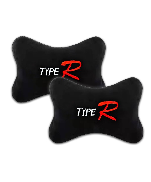 2 Pezzi Cuscini Poggiatesta Auto Ergonomici e Traspiranti Colore Nero Scritta Type R