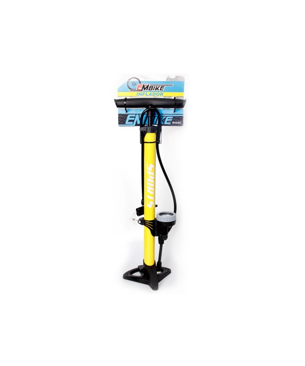 Pompa Bici Da Pavimento Con Manometro Giallo Gonfiatore Per Pneumatici Biciclette 160 Psi e Valvola Presta e Schrader