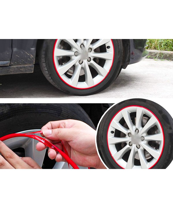 Striscia Adesiva Cerchi Auto Moto Profilo Rosso Adesivo Decorativo Paraurti Rotolo da 8 Metri