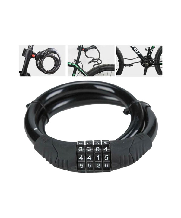Lucchetto Bici Combinazione 4 Cifre 11X1200mm Per Bicicletta Monopattino Colore Assortito