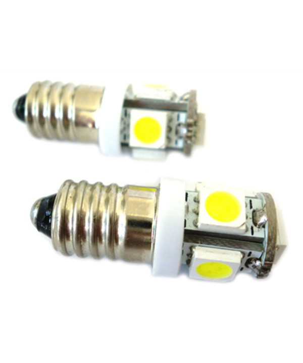 Lampadina Led E10 Vite Miniatura 5 Smd DC 12V No Polarita Luci Bianco Per Auto