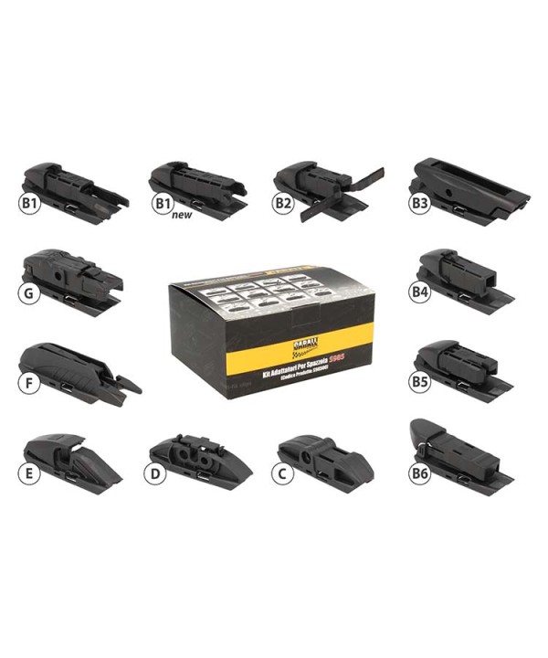 Kit 12 Attacchi Connettori Adattatori Raccordi Per Spazzole Tergicristallo CARALL S985 Flat e T191 Ibrida Flat e T191 Ibrida