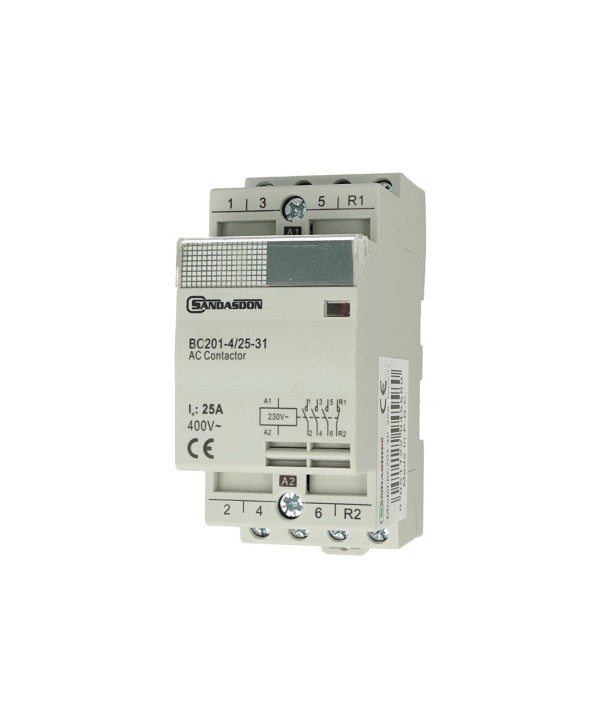 SANDASDON Contattore Modulare 4P 25A 400V 3 Contatti Aperti NO + 1 Contatto Chiuso NC Tipo 31