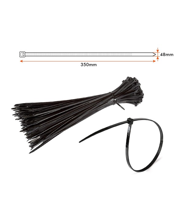 50 Fascette Cablaggio Stringicavo 350X4,8mm Colore Nera Per Legare Fili Cavi Fino Diametro Massimo di 90mm
