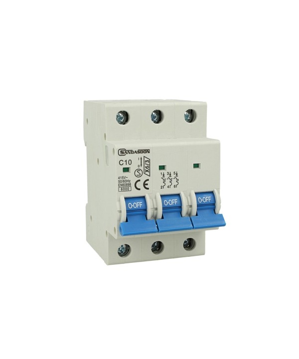 SANDASDON Interruttore Magnetotermico Stotz 3P C10 10A 3M 3 Moduli DIN