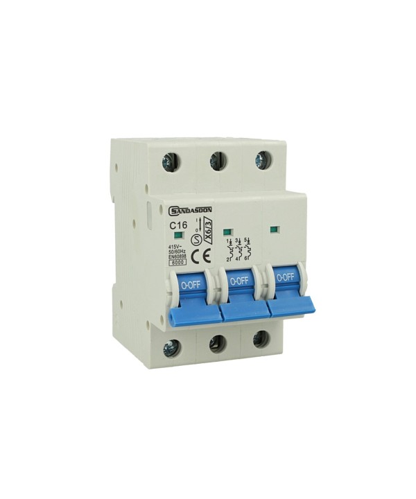 SANDASDON Interruttore Magnetotermico Stotz 3P C16 16A 3M 3 Moduli DIN