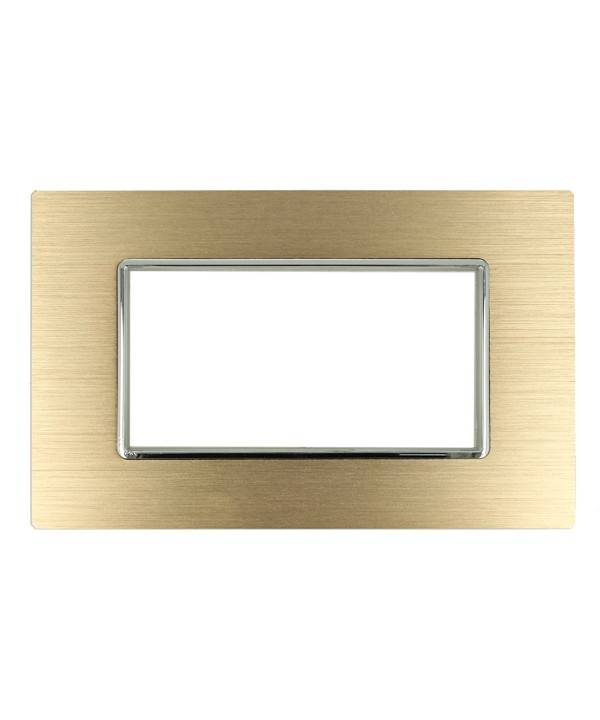 SANDASDON Placca Luxury 4M In Metallo Satinato Colore Oro Compatibile Con Con Bticino Axolute