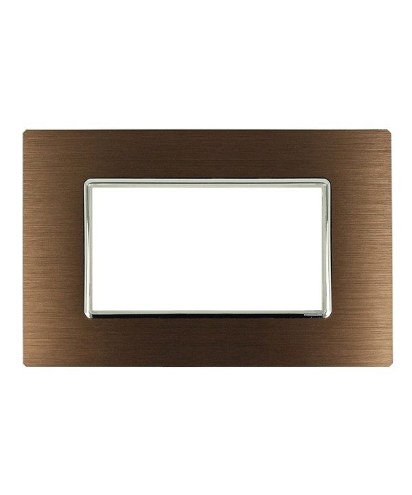 SANDASDON Placca Luxury 4M In Metallo Satinato Colore Brown Marrone Compatibile Con Con Bticino Axolute