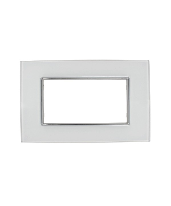 SANDASDON Placca Cristal 4M Bianco Effetto Vetro Compatibile Con Con Bticino Axolute