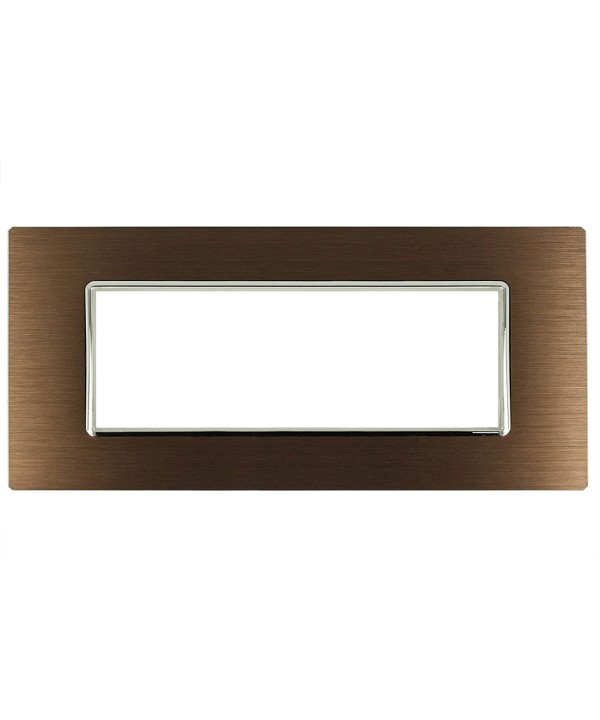 SANDASDON Placca Luxury 6M In Metallo Satinato Colore Brown Marrone Compatibile Con Con Bticino Axolute