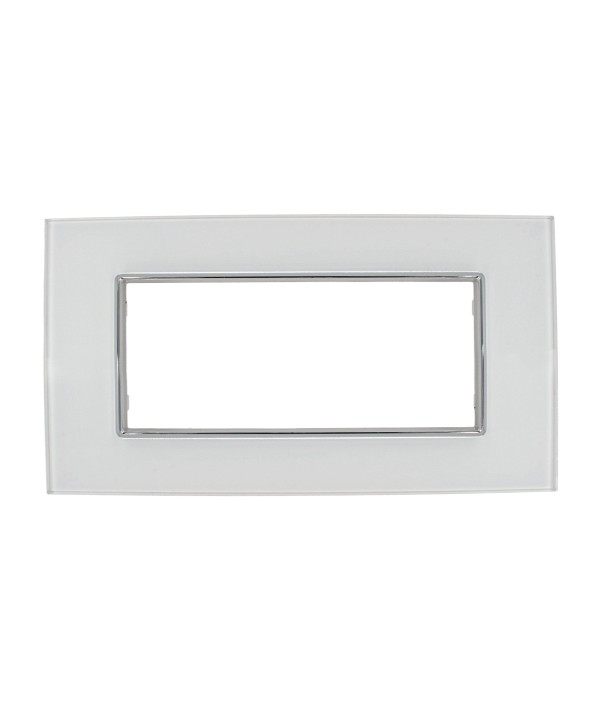 SANDASDON Placca Cristal 6M Bianco Effetto Vetro Compatibile Con Con Bticino Axolute