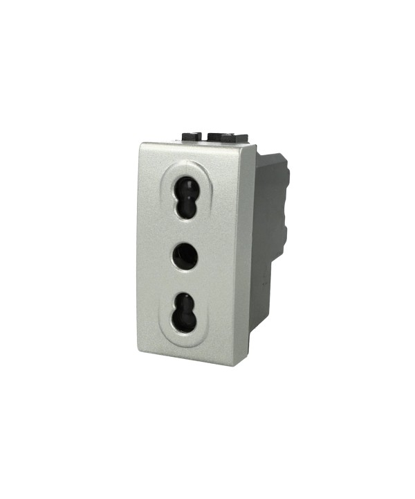 SANDASDON Presa Bipasso Bivalente 2P+T 10/16A Grigio Compatibile Con Bticino Living