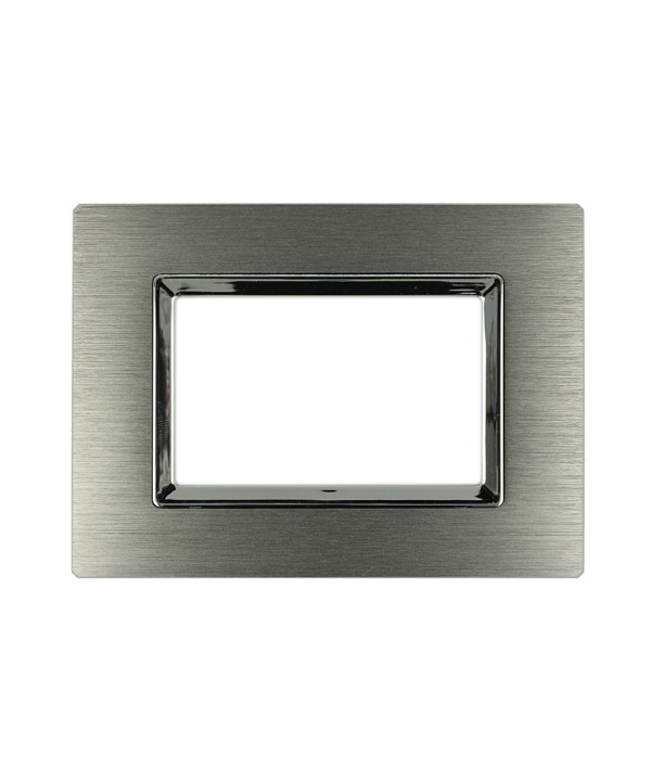 SANDASDON Placca Elegance 3M In Metallo Satinato Colore Argento Ossidato Compatibile Con Bticino Matix