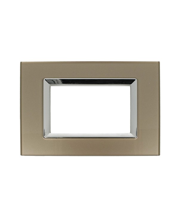 SANDASDON Placca Elegance In Vetro Cristallo Plexiglass Lucido 3M Bronzo Compatibile Con Bticino Matix