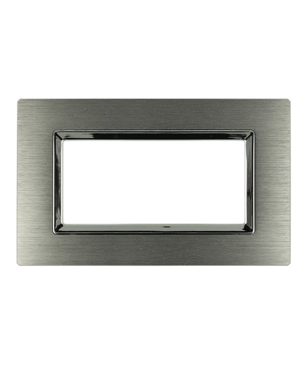 SANDASDON Placca Elegance 4M In Metallo Satinato Colore Argento Ossidato Compatibile Con Bticino Matix