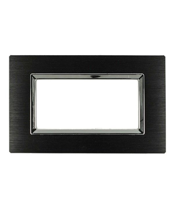 SANDASDON Placca Elegance 4M In Metallo Satinato Colore Nero Compatibile Con Bticino Matix