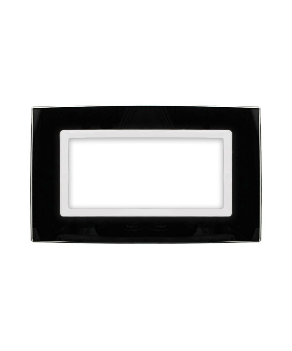 SANDASDON Placca Elegance In Vetro Cristallo Plexiglass Lucido 4M Nero Compatibile Con Bticino Matix