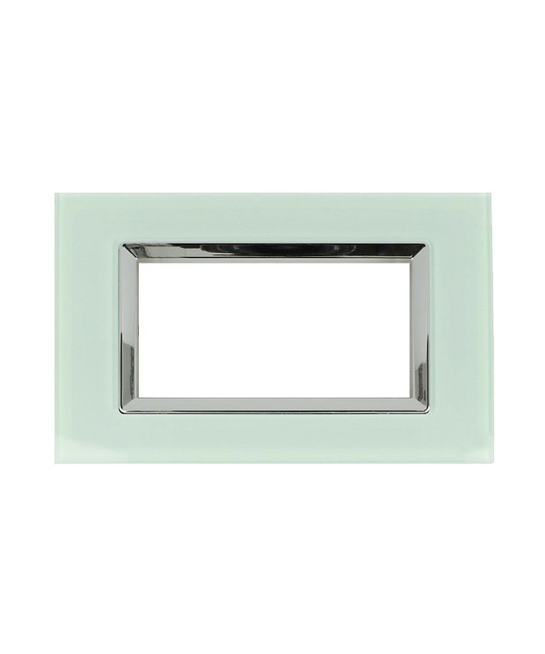 SANDASDON Placca Elegance In Vetro Cristallo Plexiglass Lucido 4M Verde Biancastro Compatibile Con Bticino Matix