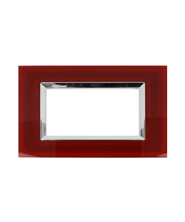 SANDASDON Placca Elegance In Vetro Cristallo Plexiglass Lucido 4M Rosso Pompeiano Compatibile Con Bticino Matix