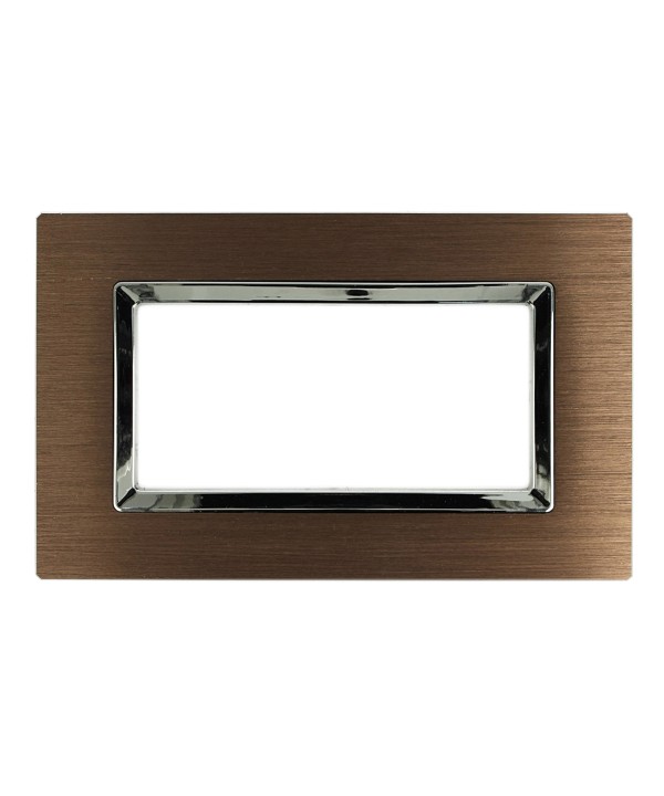 SANDASDON Placca Elegance 4M In Metallo Satinato Colore Brown Marrone Compatibile Con Bticino Matix
