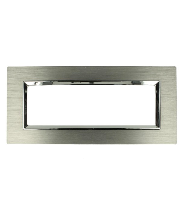 SANDASDON Placca Elegance 6M In Metallo Satinato Colore Argento Ossidato Compatibile Con Bticino Matix