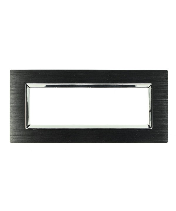 SANDASDON Placca Elegance 6M In Metallo Satinato Colore Nero Compatibile Con Bticino Matix