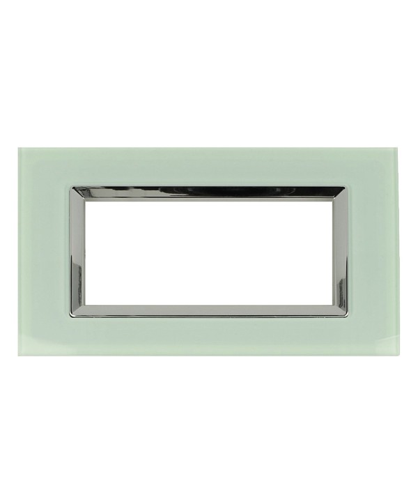 SANDASDON Placca Elegance In Vetro Cristallo Plexiglass Lucido 6M Verde Biancastro Compatibile Con Bticino Matix