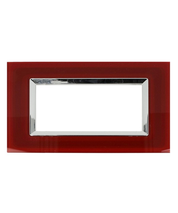 SANDASDON Placca Elegance In Vetro Cristallo Plexiglass Lucido 6M Rosso Pompeiano Compatibile Con Bticino Matix