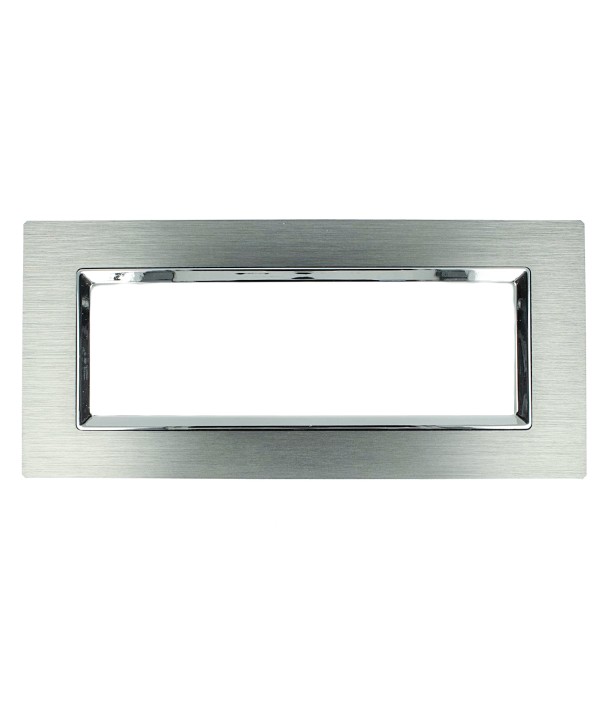 SANDASDON Placca Elegance 6M In Metallo Satinato Colore Argento Compatibile Con Bticino Matix