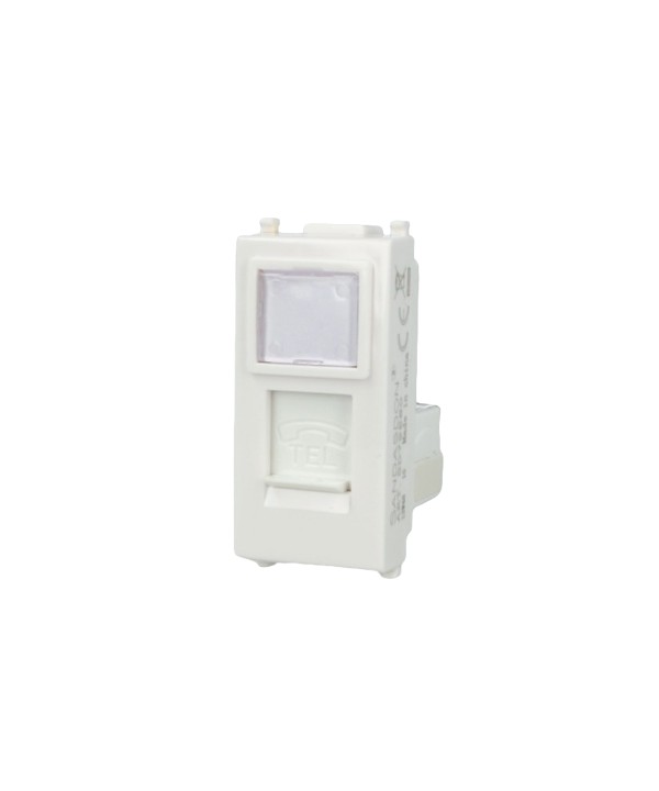 SANDASDON Presa Telefonica RJ11 Bianco Con Coperchio Compatibile Con Vimar Plana