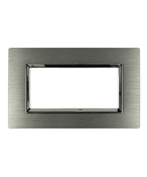 SANDASDON Placca Reflex 4M In Metallo Satinato Colore Argento Ossidato Compatibile Con Con Bticino Living