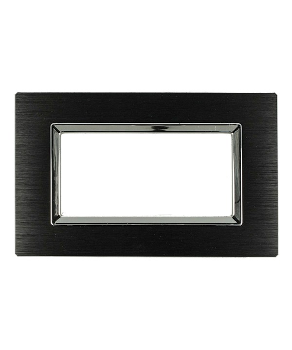 SANDASDON Placca Reflex 4M In Metallo Satinato Colore Nero Compatibile Con Con Bticino Living