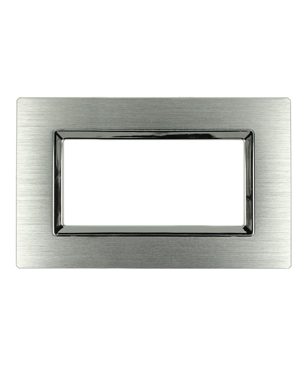 SANDASDON Placca Reflex 4M In Metallo Satinato Colore Argento Compatibile Con Con Bticino Living