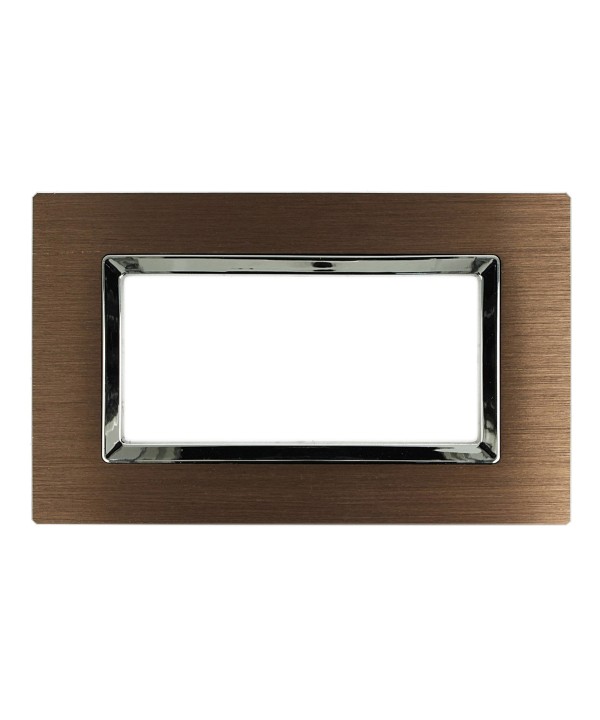 SANDASDON Placca Reflex 4M In Metallo Satinato Colore Brown Compatibile Con Con Bticino Living