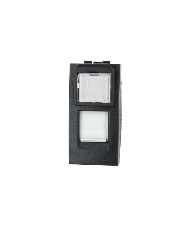 SANDASDON Presa Telefonica RJ11 Nero Con Coperchio Compatibile Con Bticino Living