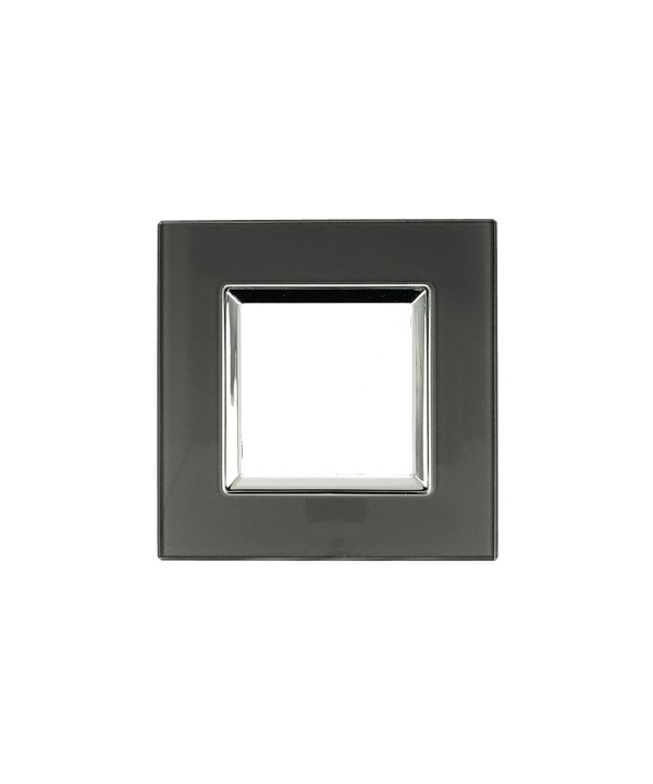 SANDASDON Placca Delux 2M Acciaio Scuro Compatibile Con Vimar Arke