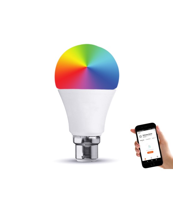 V-TAC Smart Lampada Led Bulb B22 A60 10W WiFi RGB CCT Dimmerabile APP Compatible Amazon Alexa Google Home SKU-2791