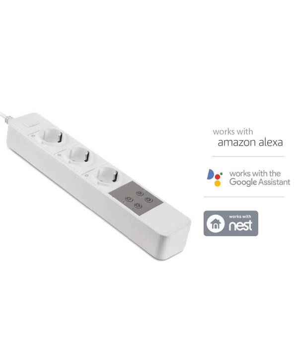 V-TAC Smart WiFi Power Strip Ciabatta Multipresa Elettrica Con 3 Prese Schuko 10A Compatible Amazon Alexa Google Home SKU-8420